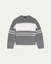 Theory Colorblock Wool Sweater In Medium Heather Grey/ivory