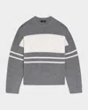Theory Colorblock Wool Sweater In Medium Heather Grey/ivory
