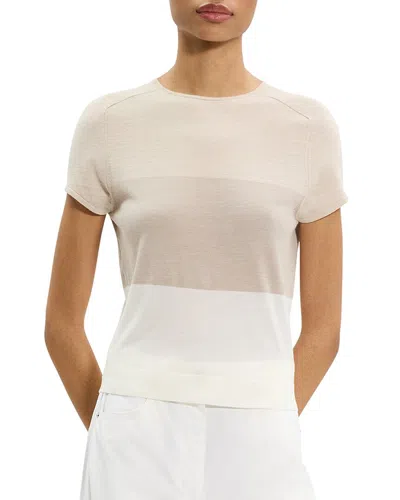 Theory Colorblock Wool Sweater T-shirt In Neutral