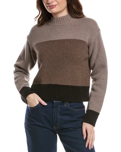 Theory Colorblocked Wool & Cashmere-blend Pullover In Brown