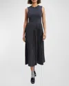 Theory Pleated Midi Dress In Chmg