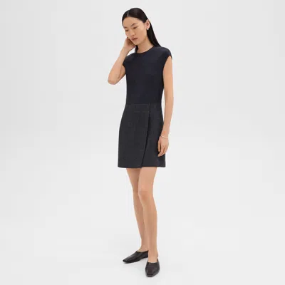 Theory Combo Wrap Dress In Tweed In Charcoal Melange