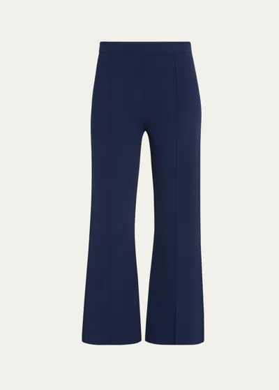 Theory Compact Crepe Cropped Flare Pants In Midn