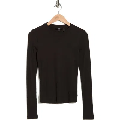 Theory Compact Rib Long Sleeve T-shirt In Brown