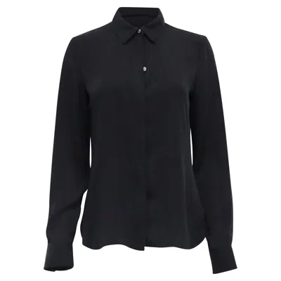 Theory Concealed Placket Button Down Shirt In Black Silk