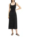 Theory Variegated Stripe Pima Cotton Blend Midi Dress In Black