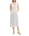 Theory Variegated Stripe Pima Cotton Blend Midi Dress In White