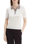 Theory Polo Shirt In Ivory/ Cinder