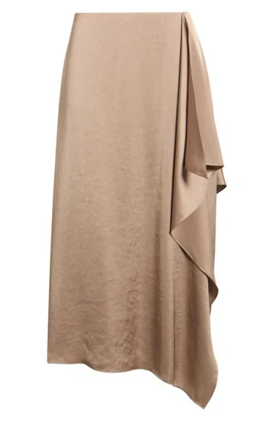 Theory Convertible Satin Skirt In Brown