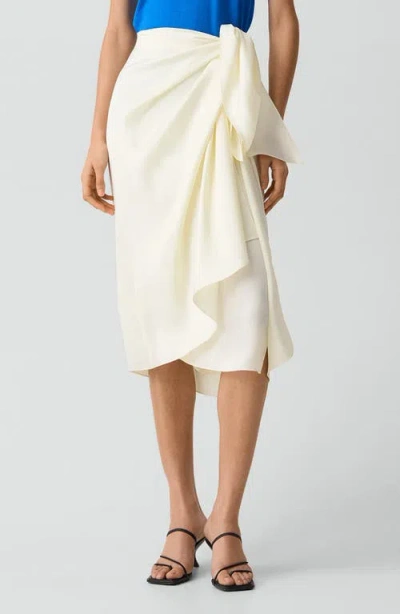 Theory Draped Sarong Skirt In Crushed Satin In White