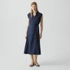 Theory Convertible Wrap Dress In Mod Silk Twill In Blue