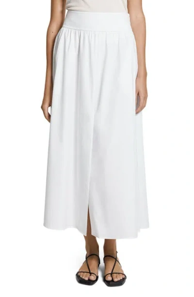Theory Cotton Blend A-line Midi Skirt In White