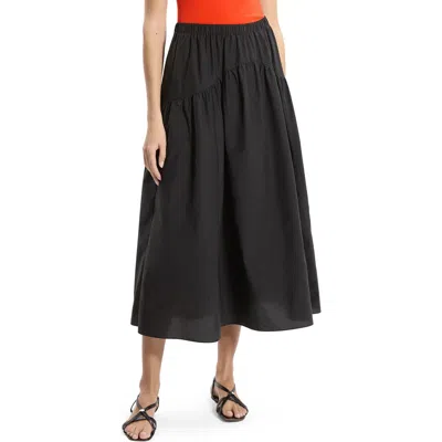 Theory Cotton Blend Midi Skirt In Black