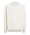 Theory Cotton-blend Striped Sweatshirt In Ecru/silver