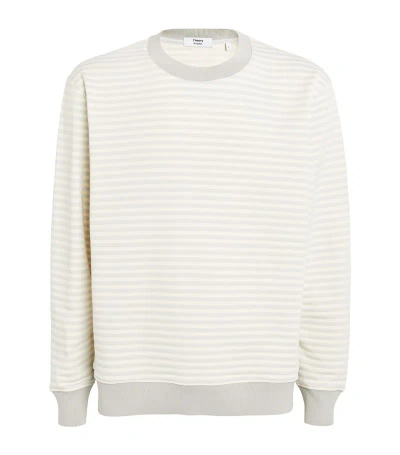 Theory Cotton-blend Striped Sweatshirt In Ecru/silver