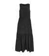 Theory Cotton-blend Tiered Midi Dress In Black