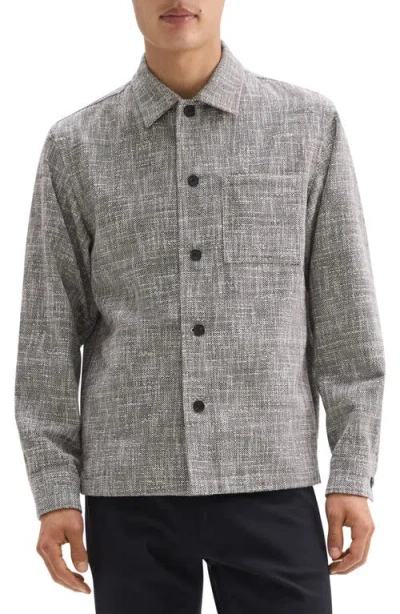 Theory Cotton Blend Tweed Overshirt In Earl Grey Multi