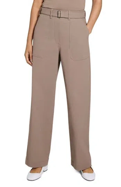 Theory Cotton Blend Utility Pants In Brown