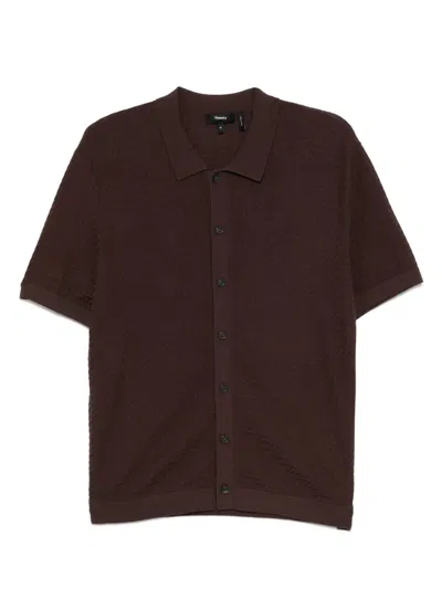 Theory Cotton Cardigan In Braun