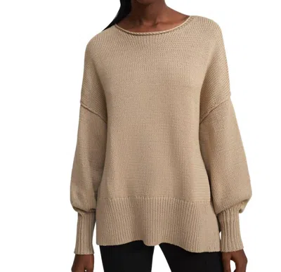 Theory Cotton Chainette Chunky Pullover Sweater In Light Oat In Brown