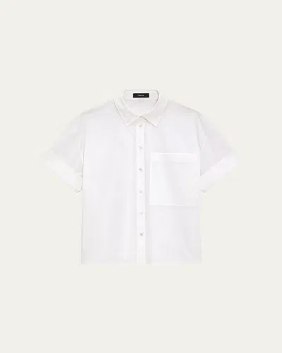 Theory Cotton Cuffed Pocket Shirt