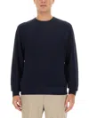 Theory Riland Crew Neck In Light Bilen Baltic In Blue