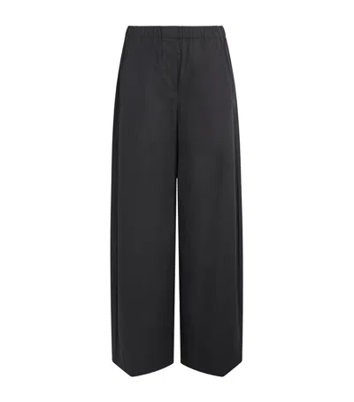 Theory Cotton Parachute Wide-leg Trousers In Black