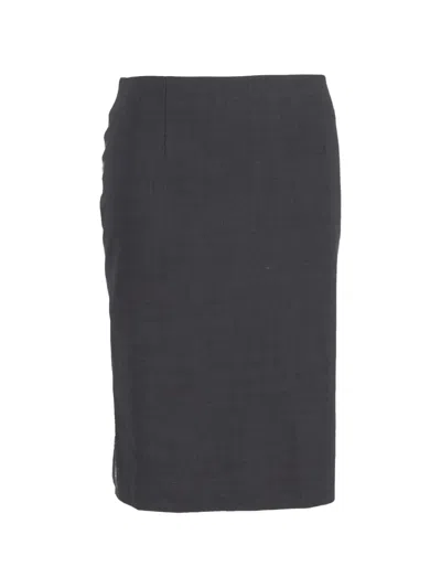 Pre-owned Theory Cotton Pencil Skirt In Gray
