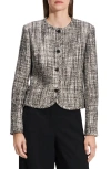 Theory Cotton Tweed Collarless Jacket In Brown