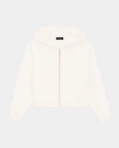 Theory Cotton Zip-up Hoodie In Natural