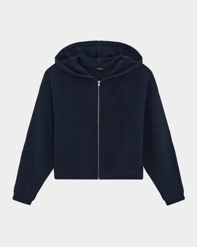 Theory Cotton Zip-up Hoodie In Navy
