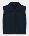 Theory Zip-up Vest In Rounded Cotton In Navy