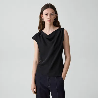 Theory Cowl Neck Blouse In Silk Georgette In Black