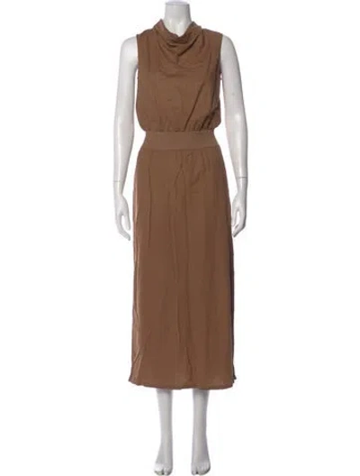Pre-owned Theory Cowl Neck Long Dress In Brown