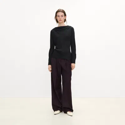 Theory Cowl Neck Long-sleeve Blouse In Washable Silk Georgette In Multi
