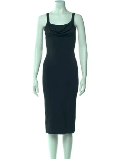 Pre-owned Theory Cowl Neck Midi Length Dress In Green