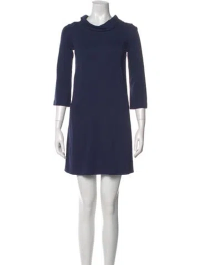 Pre-owned Theory Cowl Neck Mini Dress In Blue