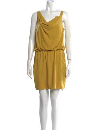 Pre-owned Theory Cowl Neck Mini Dress In Gold