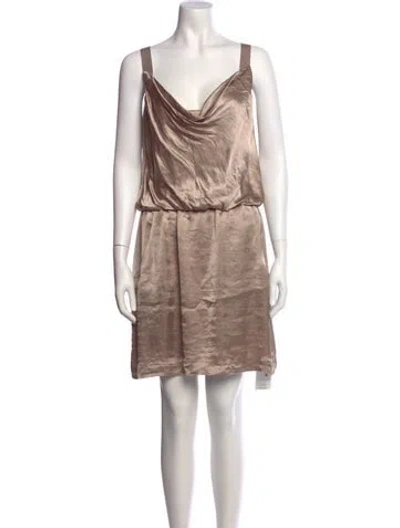 Pre-owned Theory Cowl Neck Mini Dress In Neutral