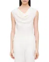 Theory Cowl Neck Silk Top In White