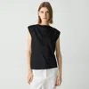 Theory Black Crewneck Top With Ruched Details On The Front In Black