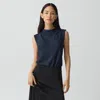 Theory Cowl Neck Top In Silk Georgette In Blue