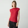 Theory Cowl Neck Top In Silk Georgette In Cherry