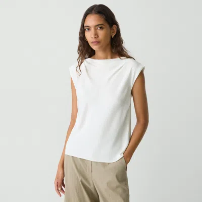 Theory Cowl Neck Top In Silk Georgette In Ivory