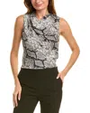 Theory Cowl Silk Blouse In Grey