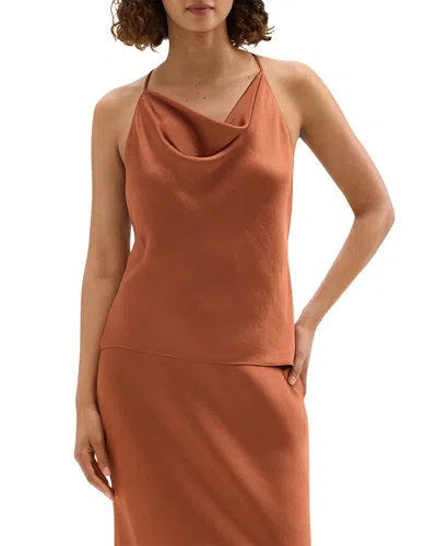 Theory Cowled Halter Dress In Burgundy