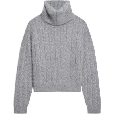 Theory Cozy Cable Turtleneck Sweater In Gray