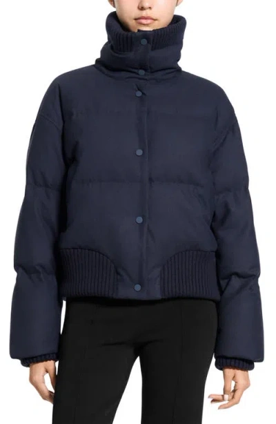 Theory Cozy Collar Puffer Jacket In Blue