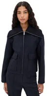 Theory Cozy Collared Jacket Navy In Blue