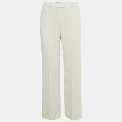 Pre-owned Theory Cream Crepe Straight Leg Trousers Xs In White